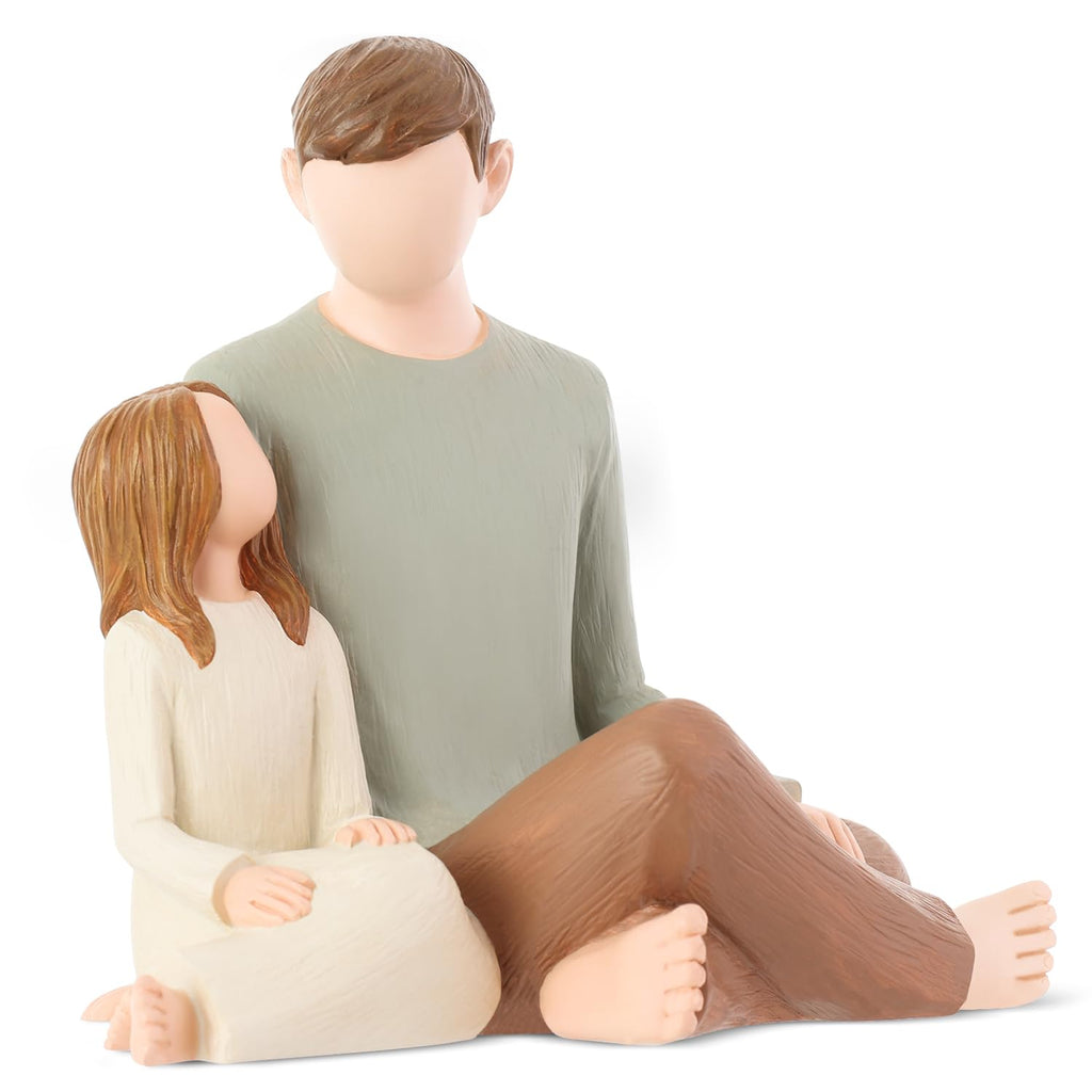 Carracci Father and Daughter Figurine – Hand-Painted Resin Dad Statue