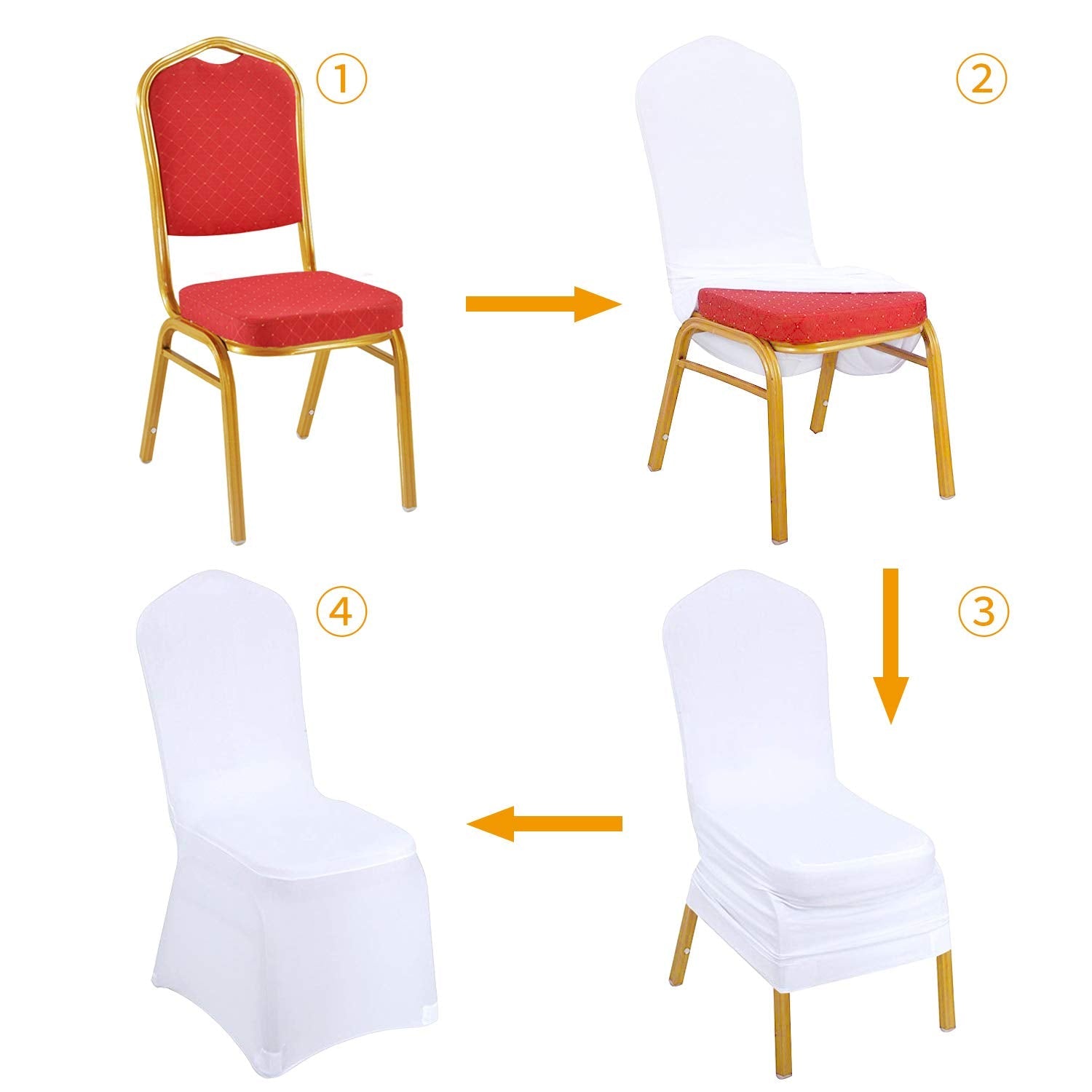 Kapwall White Spandex Chair Covers | 12 Pack Stretchable Wedding Covers