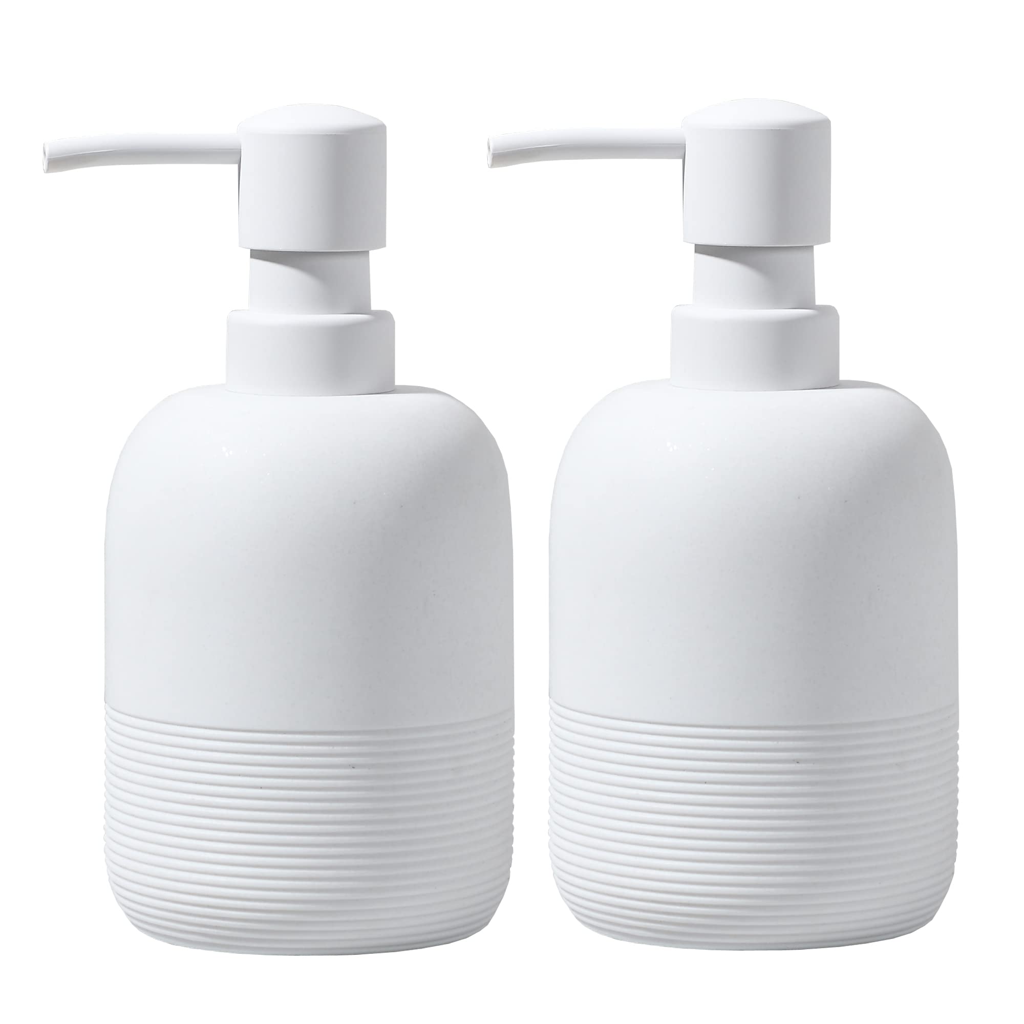 White Soap Dispenser Set – 2pc Refillable Bathroom Bottles