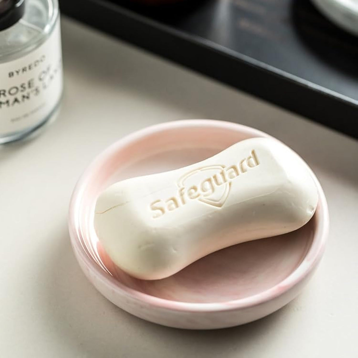 Round Marble Soap Tray, Small Ceramic Soap Dish, Cute Trinket Plate Pink - image 1