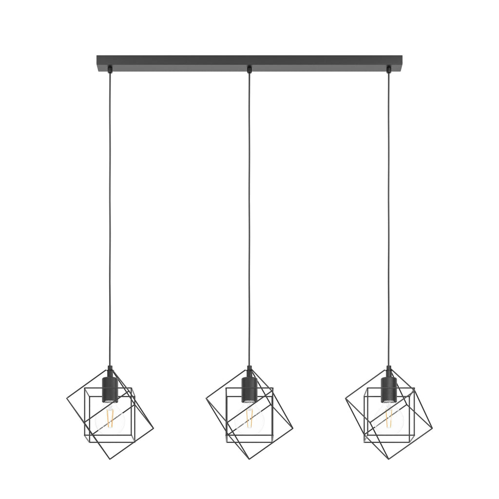 Eglo Straiton Black Steel Geometric 3-Light Pendant | Jolof Store