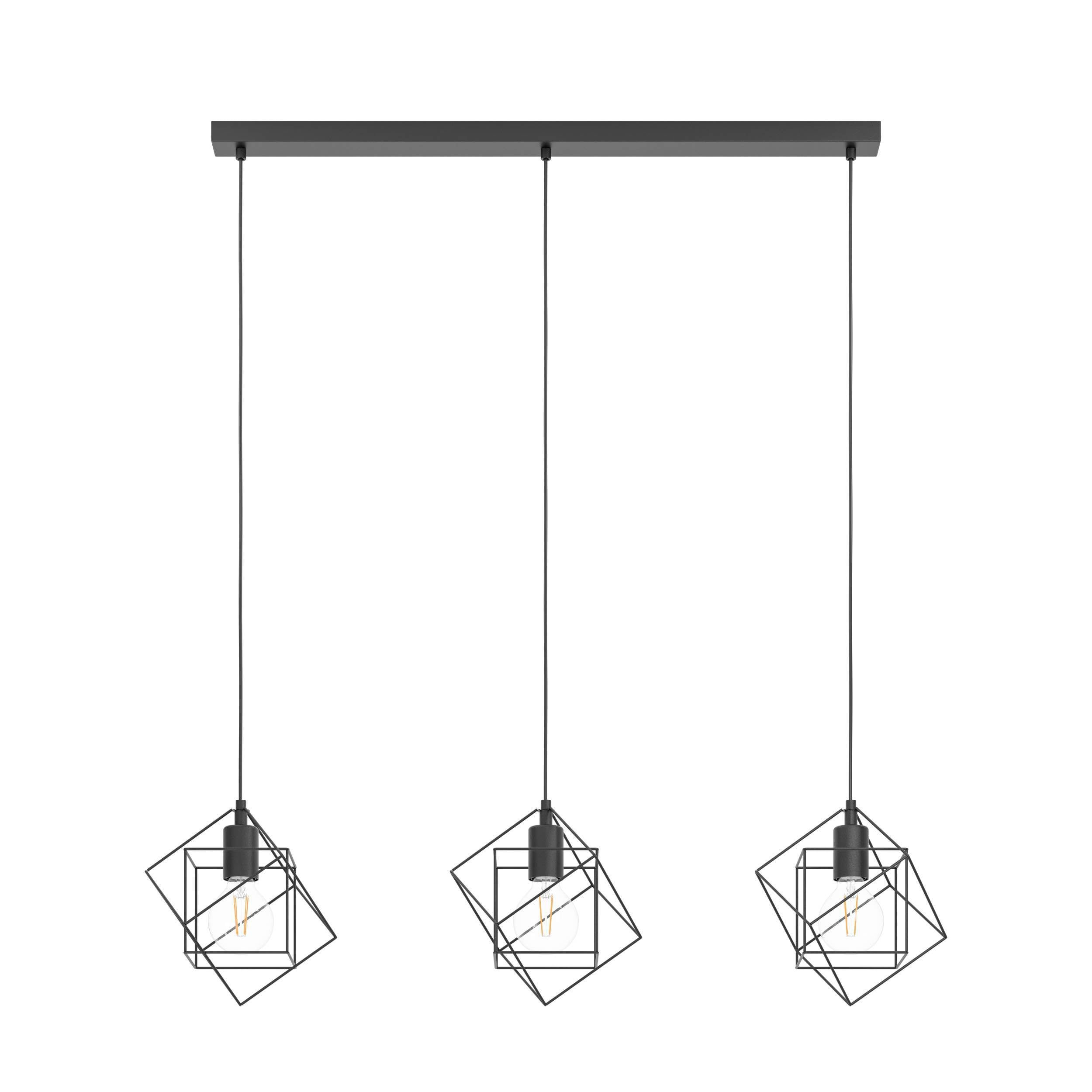 Eglo Straiton Black Steel Geometric 3-Light Pendant | Jolof Store