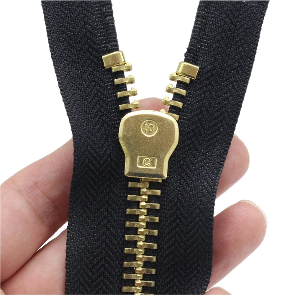 YaHoGa 48 cm #10 Large Metal Zip Separable Zip for Coat, Jacket Brass - image 3