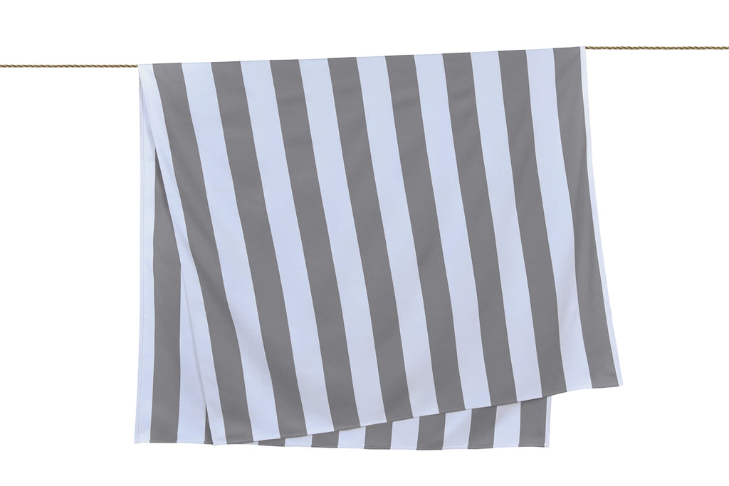 Sleepdown Striped Large Beach Towel Soft Microfiber Absorbent Swimming Pool Travel Camping Bath Sauna Gym Yoga with Bag - Grey - 160 x 90cm