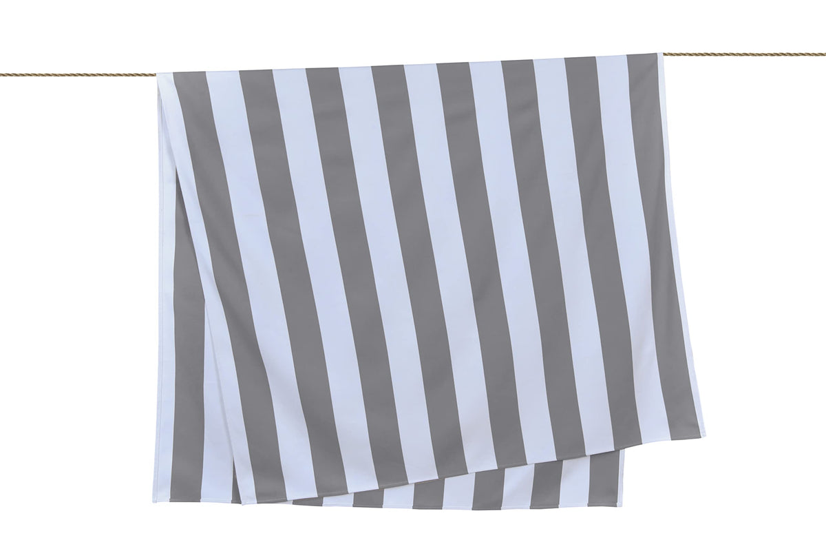Sleepdown Striped Large Beach Towel Soft Microfiber Absorbent Swimming Pool Travel Camping Bath Sauna Gym Yoga with Bag - Grey - 160 x 90cm