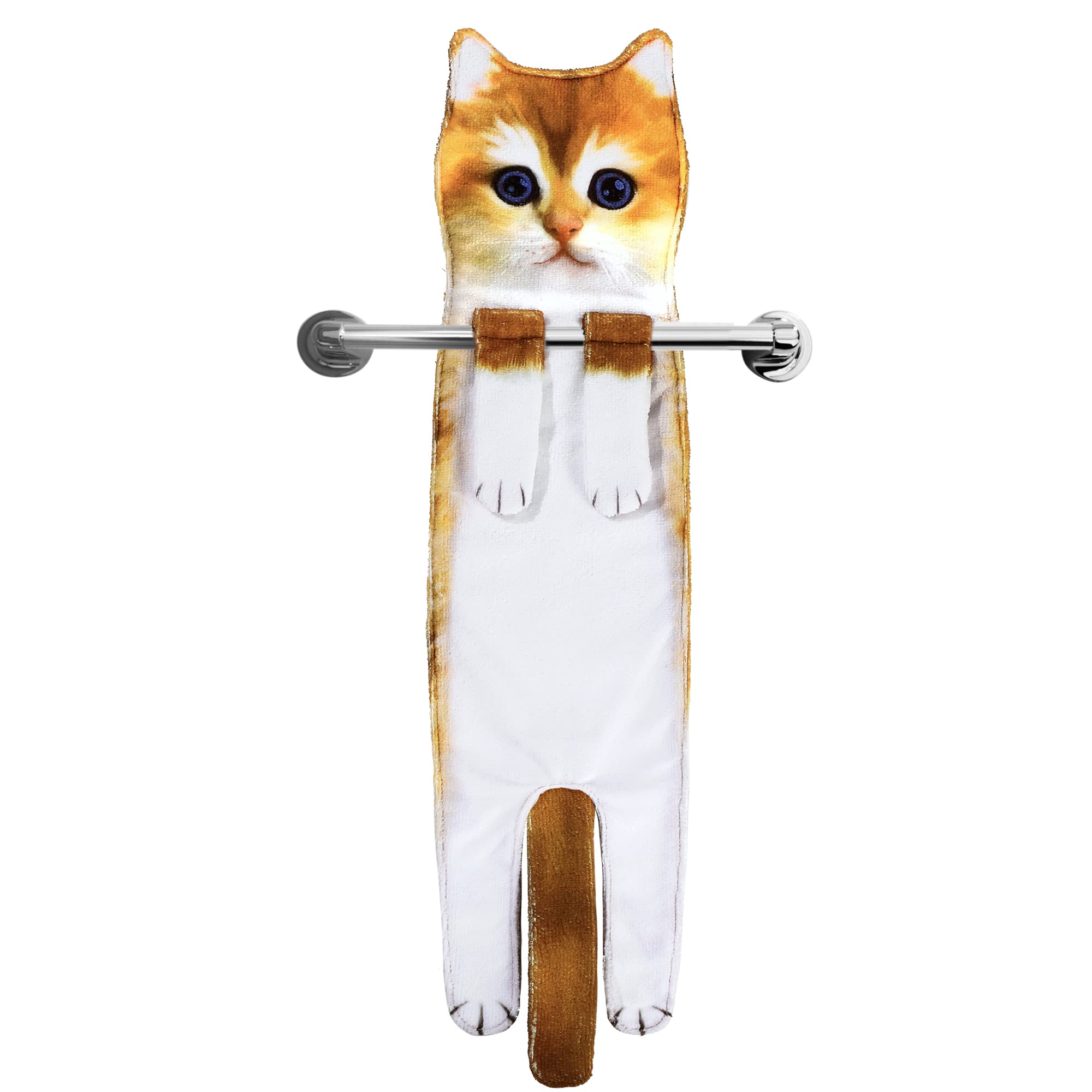 Jolof Store Cat Hand Towels | Cute Hanging Absorbent Washcloths for Decor