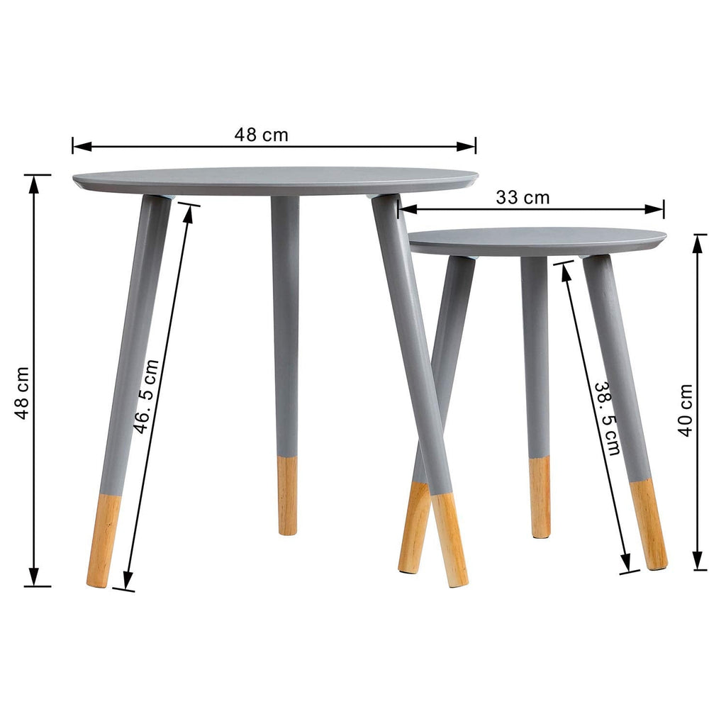 Aspect Dina Set of 2 Nesting, Occasional Table Grey, wood, 48 x48 S:33 Diameter x40H cm, WNT12GY