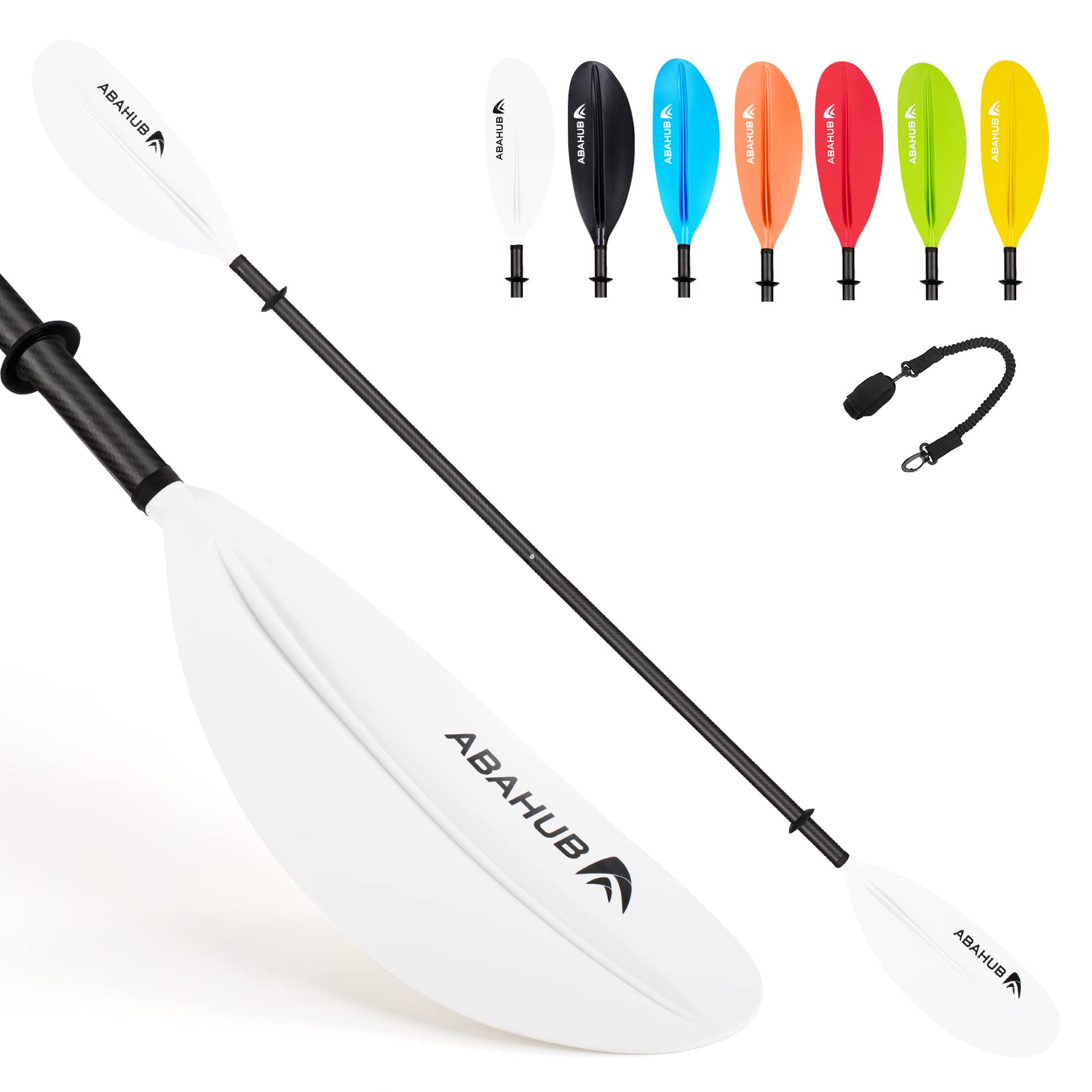 Abahub Carbon Fiber Kayak Paddle – 90.5 Inch Lightweight Oar with Leash