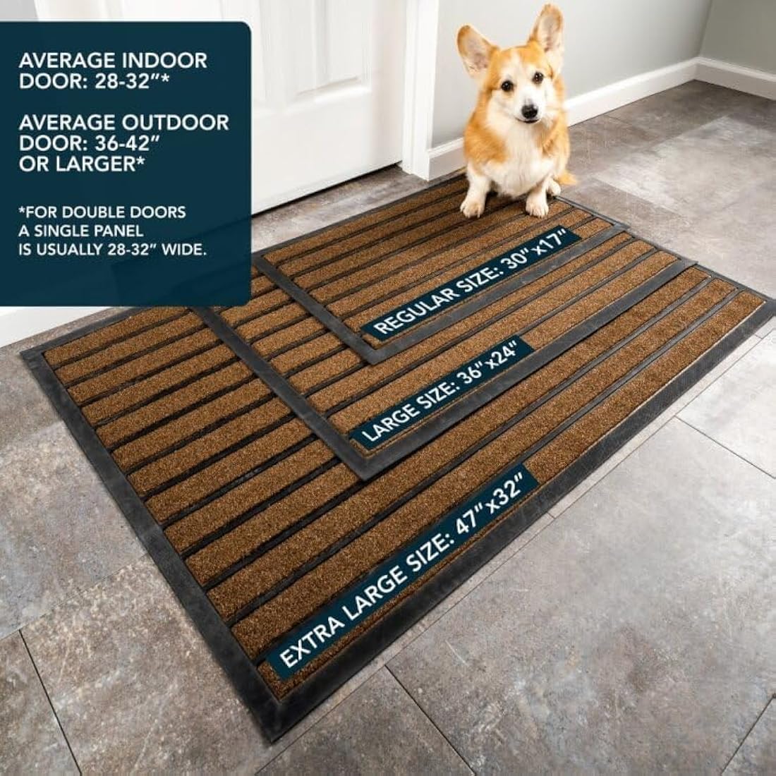 ubdyo Indoor Door Mat – Non-Slip Dirt Trapping Entryway Rug, Bright Brown