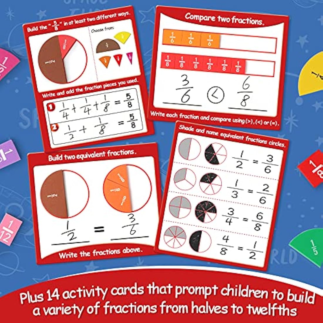 Jolof Store Magnetic Fraction Tiles & Circles - Elementary Math Set