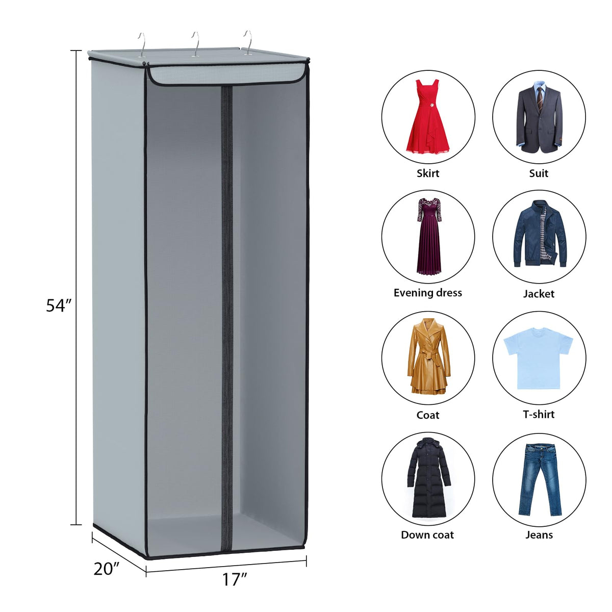 Univivi Garment Bags for Hanging Clothes, 54 In Clothes Rail Cover, 2 Pack - image 4