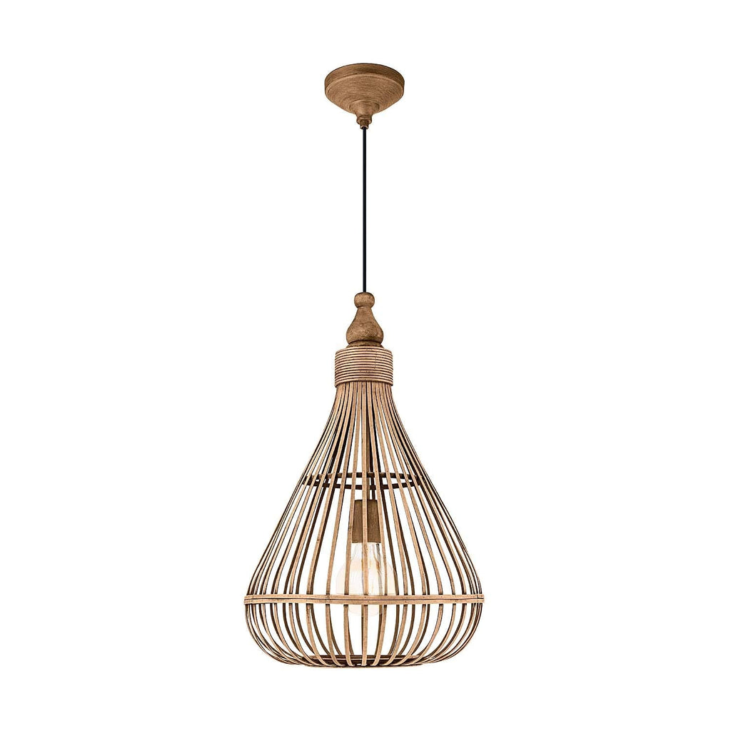 Eglo Amsfield Pendant Light – Vintage Boho Braided Wood Hanging Lamp