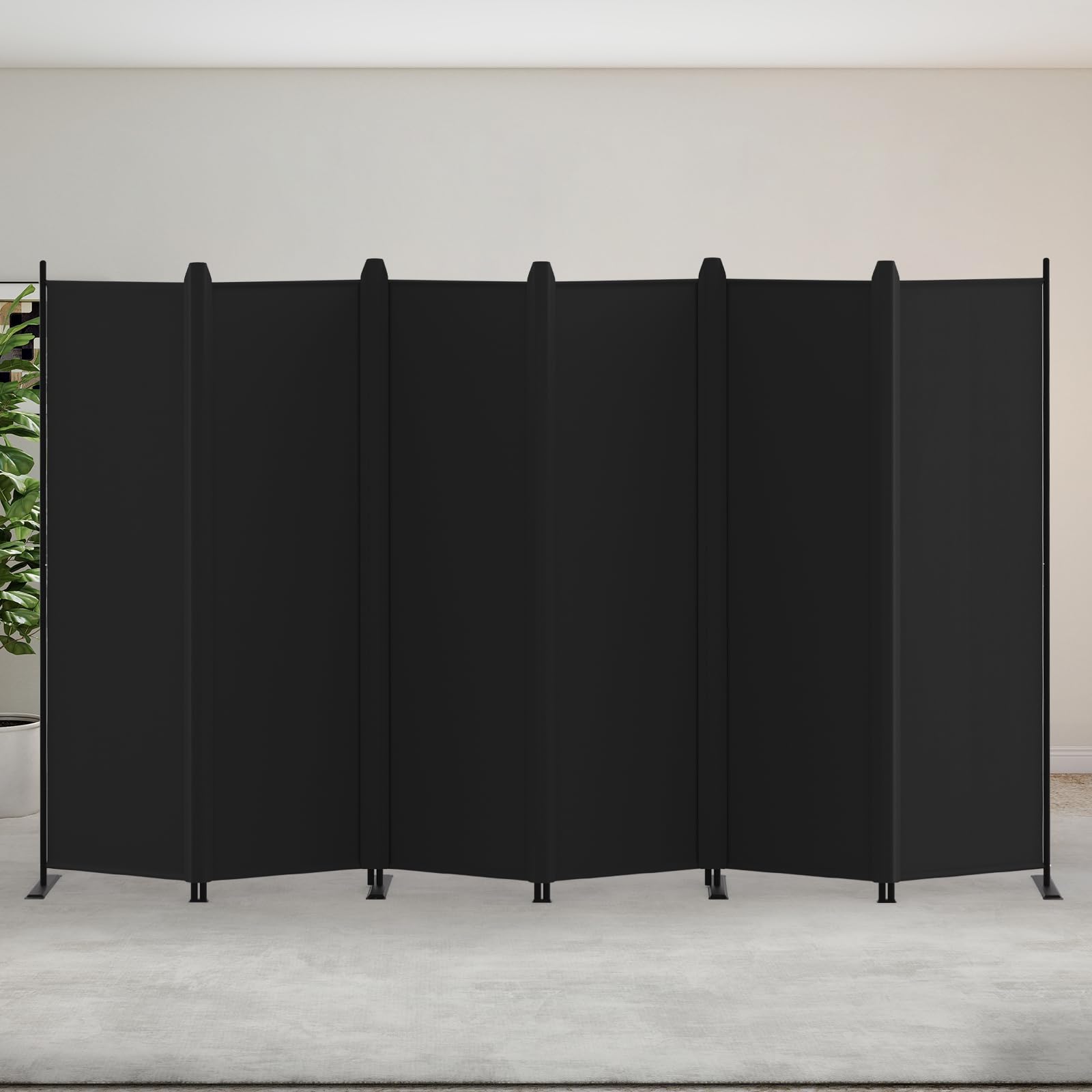 Kokorona 6 Panel Room Divider – 5.8FT Folding Privacy Screen, Black