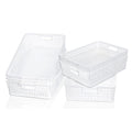 Cetomo Plastic Storage Box, Storage Baskets with Handle, Shelf Basket Organizer with Hole, Open Top Storage Bin for Home Kitchen Office, White