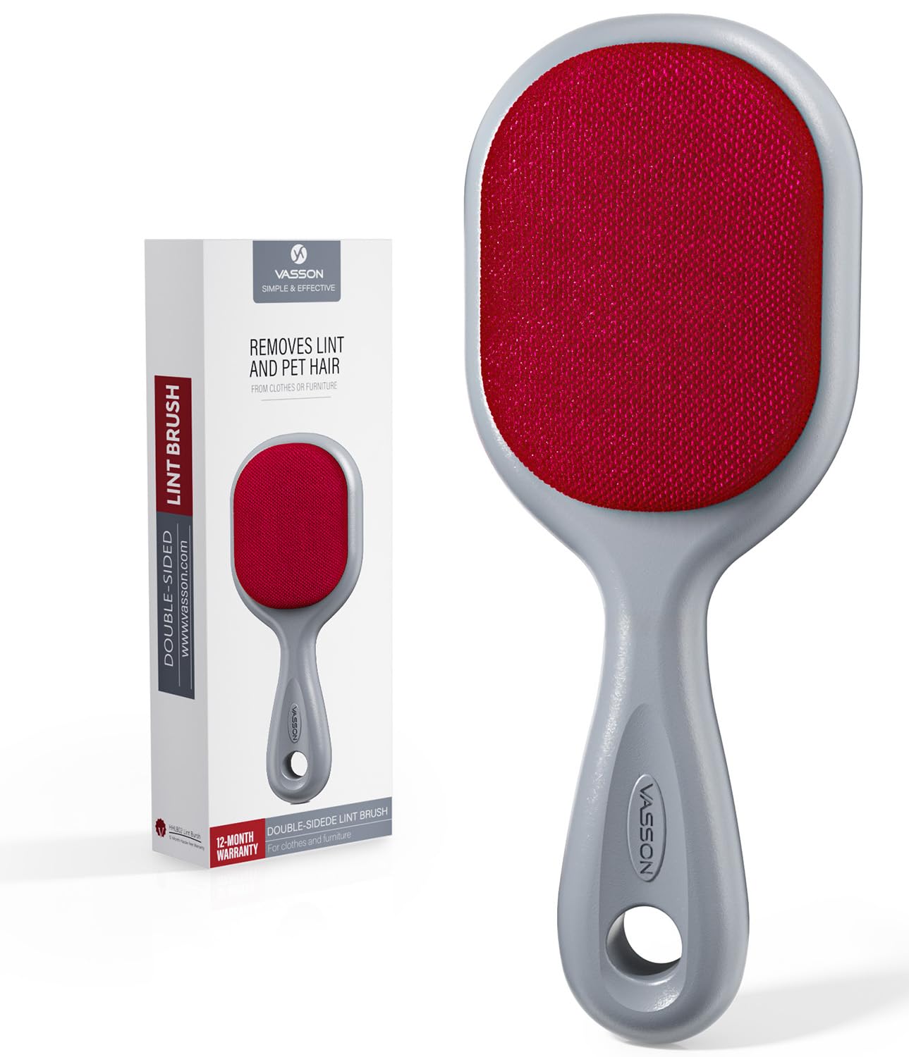 VASSON Double-Sided Velvet Lint Brush for Pet Hair, Furniture & Clothing