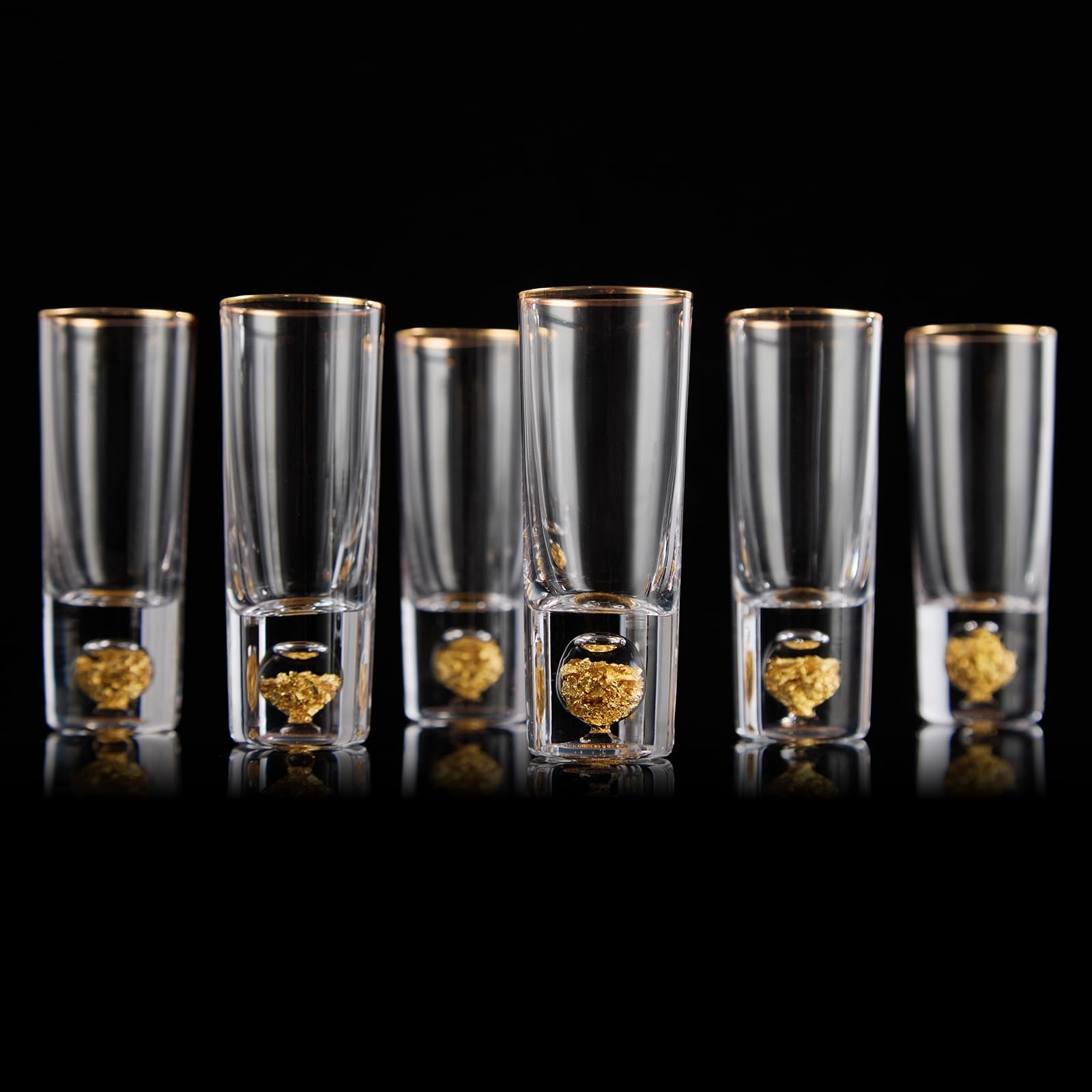 DUJUST Crystal Shot Glasses Set – 60ml Tall Glasses with 24K Gold Leaf
