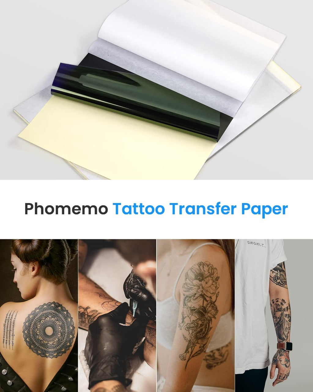 Phomemo Tattoo Transfer Paper | A4 Thermal Stencil Paper | 150 Sheets