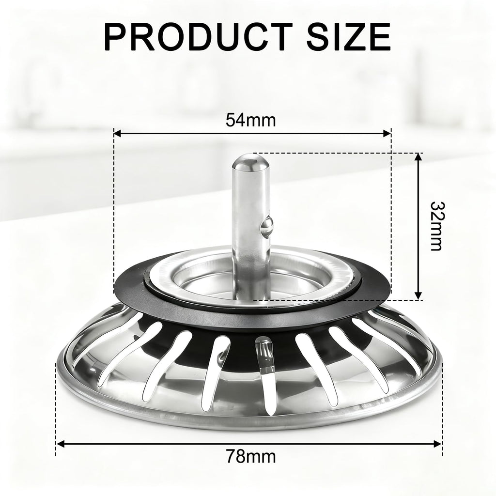 Upgraded Kitchen Sink Plug Strainer Stainless Steel Strainers Sink Plugs Replacement Drain Stopper for Food/Hair Catcher - UK Sinks Hole Diameter