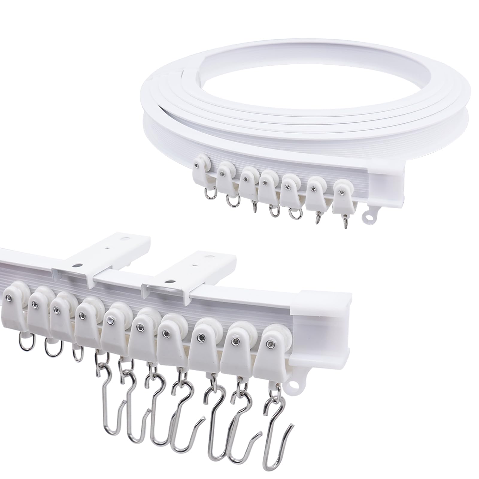 VirtuGro 3M Flexible Ceiling Curtain Track | Bendable Rail for Bay Windows