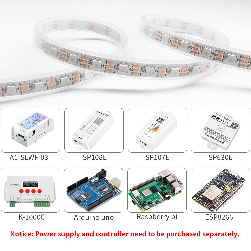 LOAMLIN WS2812B Addressable RGB LED Strip | 16.4FT 5050 SMD IP67 Waterproof