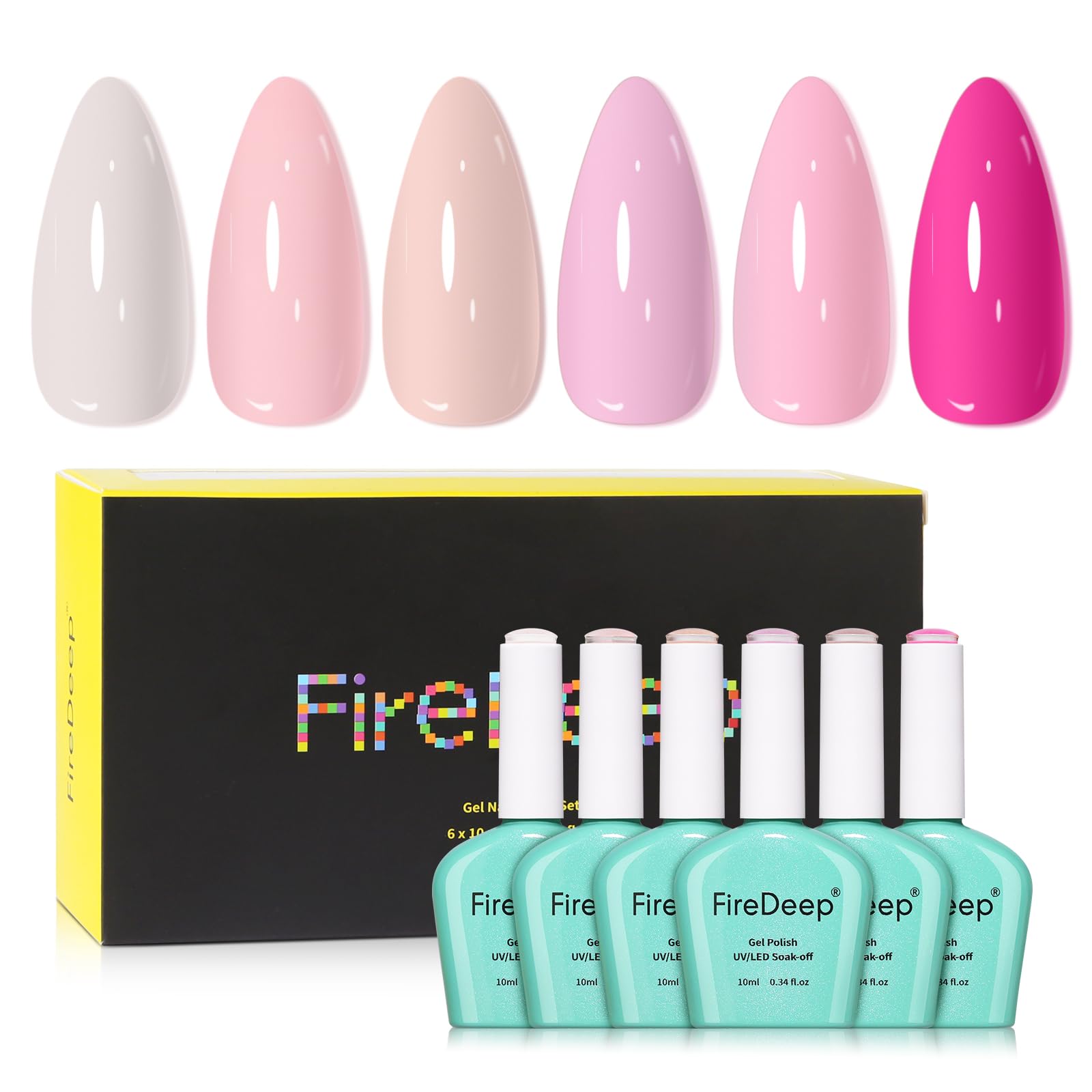 Firedeep Hema Free Gel Polish Kit – 6 Colors Nude Pink Nail Set