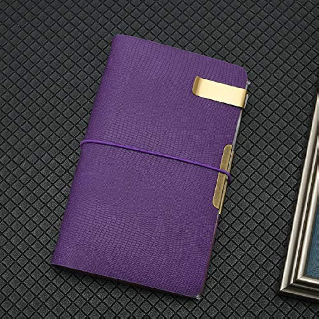 Jolof Store A6 Refillable Leather Notebook – 6-Ring Binder Purple Journal