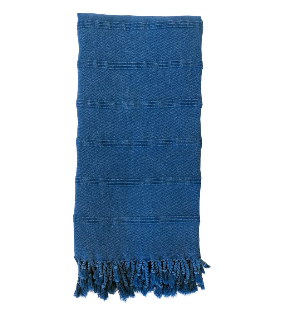 Jolof Store Peshtemal Hammam Towel – 100% Cotton XXL Blue 90x170cm