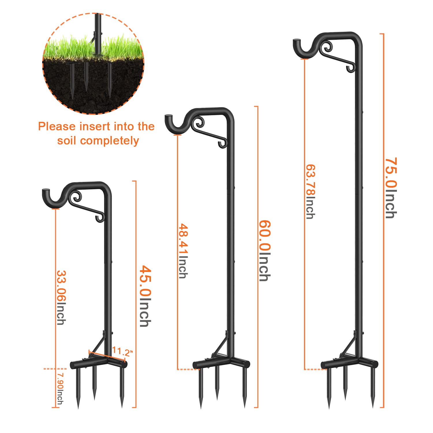 Bomclap Shepherd Hook 2-Pack | 75-inch Adjustable Iron Garden Hook