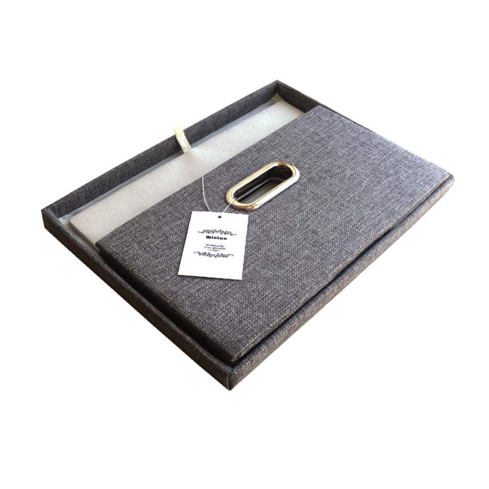 Wintao Large Foldable Fabric Storage Boxes with Lids, Grey - 3 Pack