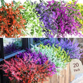 20 Bundles Artificial Lavender Flowers | UV Resistant Shrub