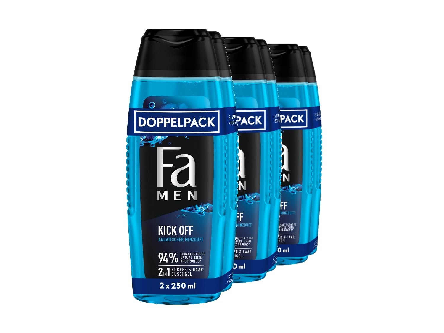 Fa Men 2-in-1 Shower Gel & Shampoo – Aquatic Mint, 250ml (Pack of 2)
