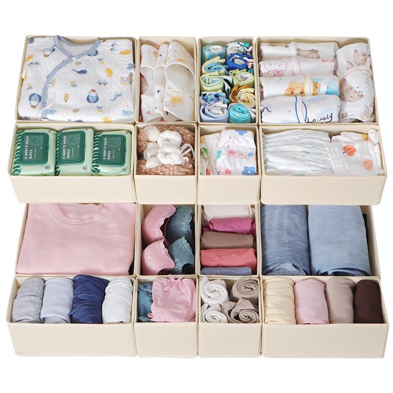ORLISA Set of 16 Drawer Organisers, Compatible with Hemnes Chest of Drawers, Other Drawer Systems, Foldable Storage Boxes for Clothes - image 1