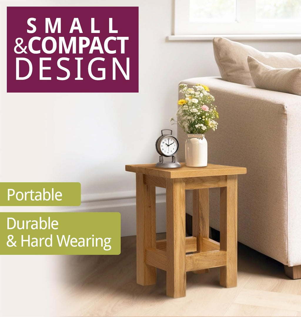 Hallowood Waverly Oak Small Side Table – Light Wood Lamp End Table