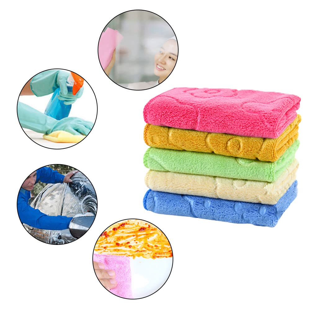 5 Piece Hand Dry Towel Five Colors Small Hand Towels Hanging Loop 25x25cm - image 5