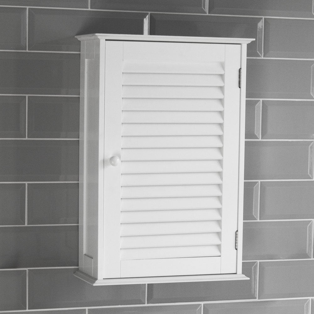 Bath Vida Liano Wall Mounted Bathroom Cabinet - Single Shutter Door, White