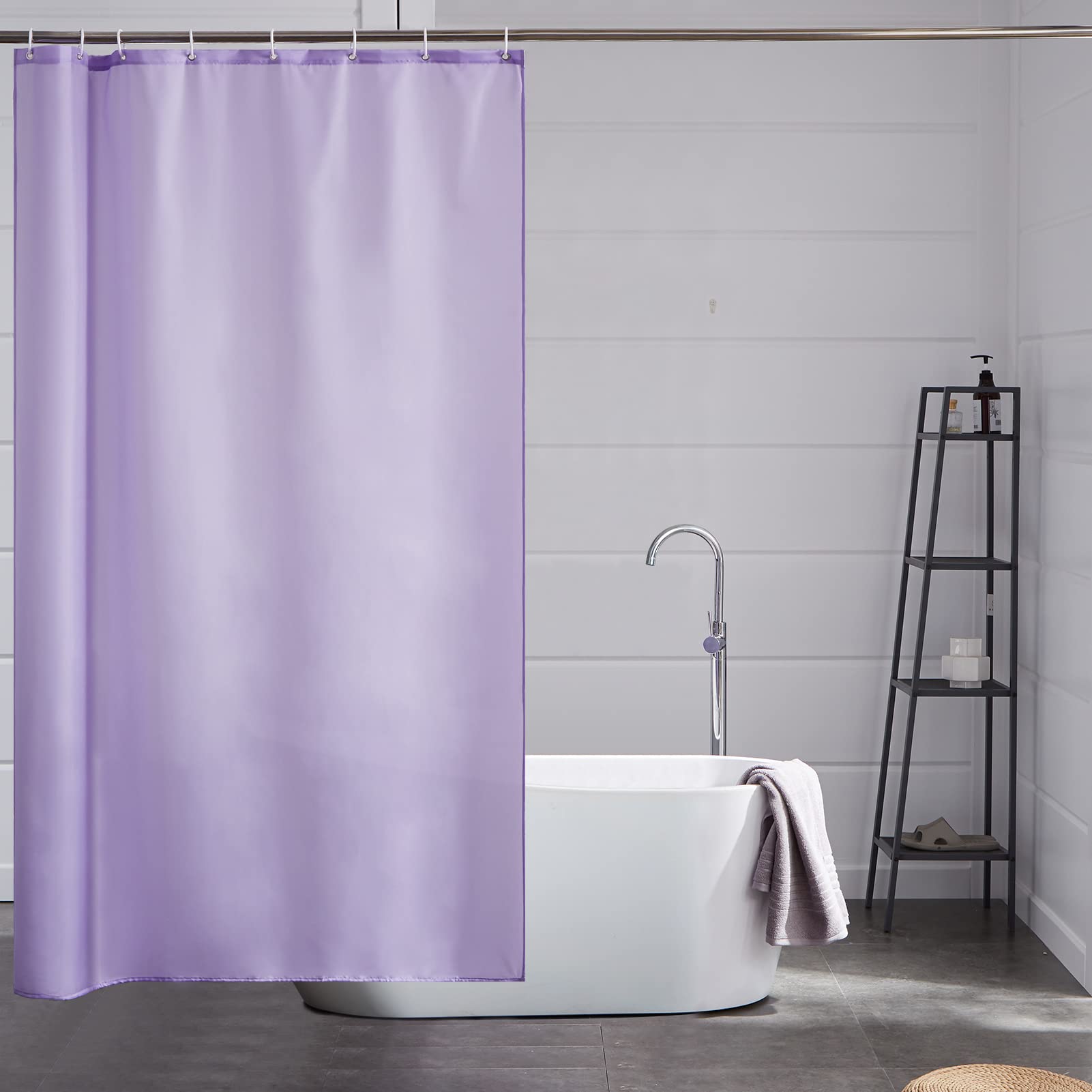 Furlinic Anti-Mould Shower Curtain | Waterproof Purple Polyester – 47x72"
