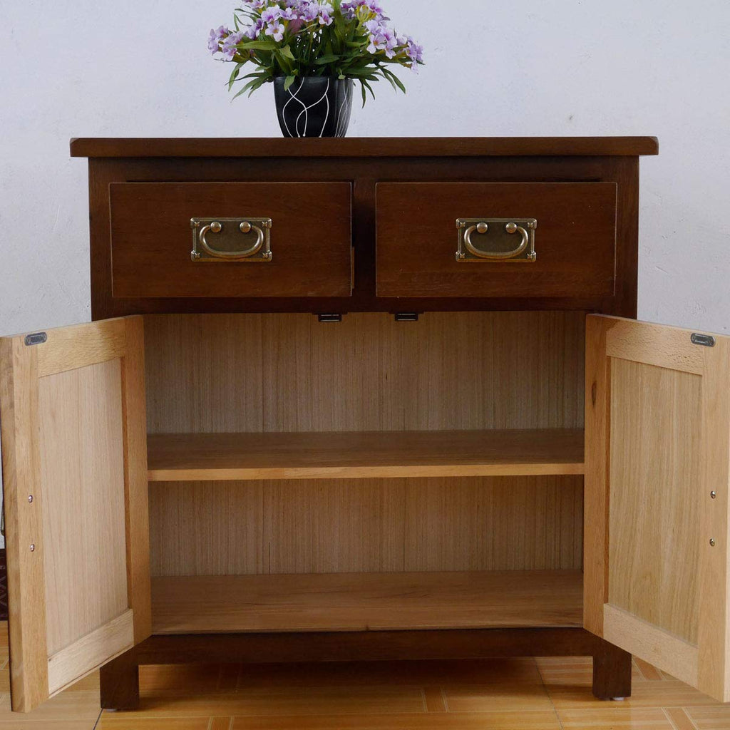 Aurotrice OAK Small Sideboard 75cm 2 Doors 2 Drawer Drawer Chest Mini Dining Sideboard Storage - image 5