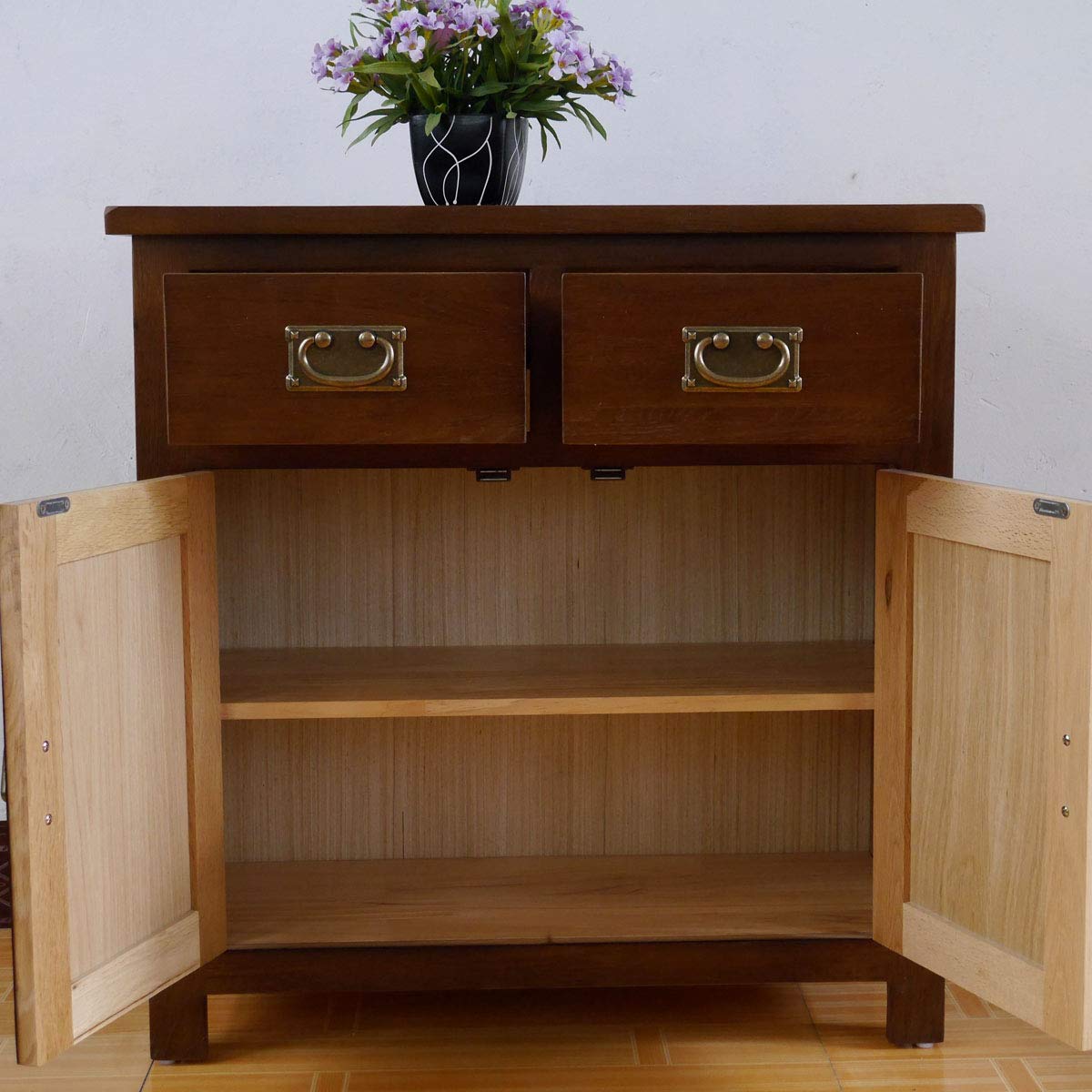 Aurotrice OAK Small Sideboard 75cm 2 Doors 2 Drawer Drawer Chest Mini Dining Sideboard Storage - image 5