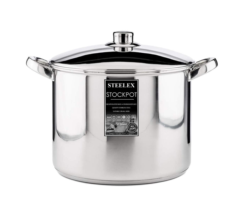 Steelex Stainless Steel Induction Stock Pot with Lid | Mirror Polished Finish