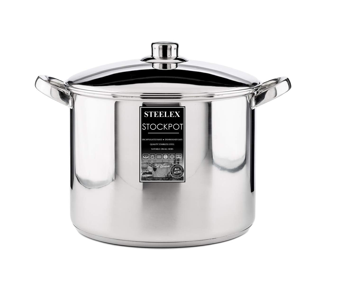 Steelex Stainless Steel Induction Stock Pot with Lid | Mirror Polished Finish