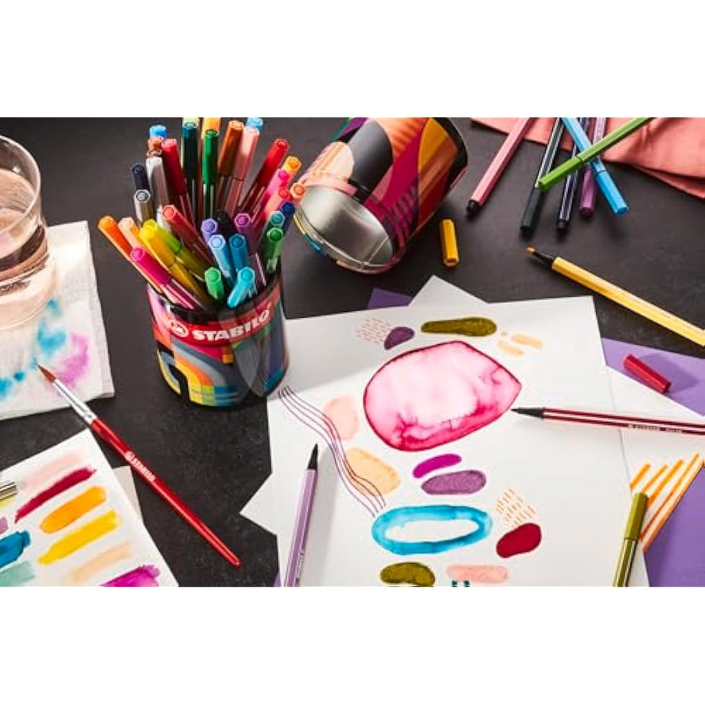 STABILO Pen 68 Premium Fibre-Tip Pens | ARTY Tin of 45 Assorted Colours