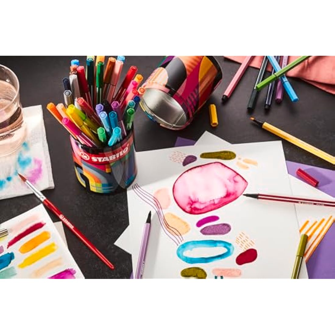 STABILO Pen 68 Premium Fibre-Tip Pens | ARTY Tin of 45 Assorted Colours