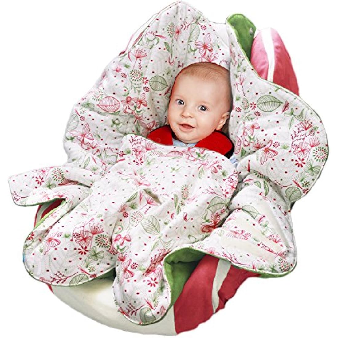 Wallaboo Leaf Baby Blanket – Soft Faux Suede & Cotton Wrap, Green