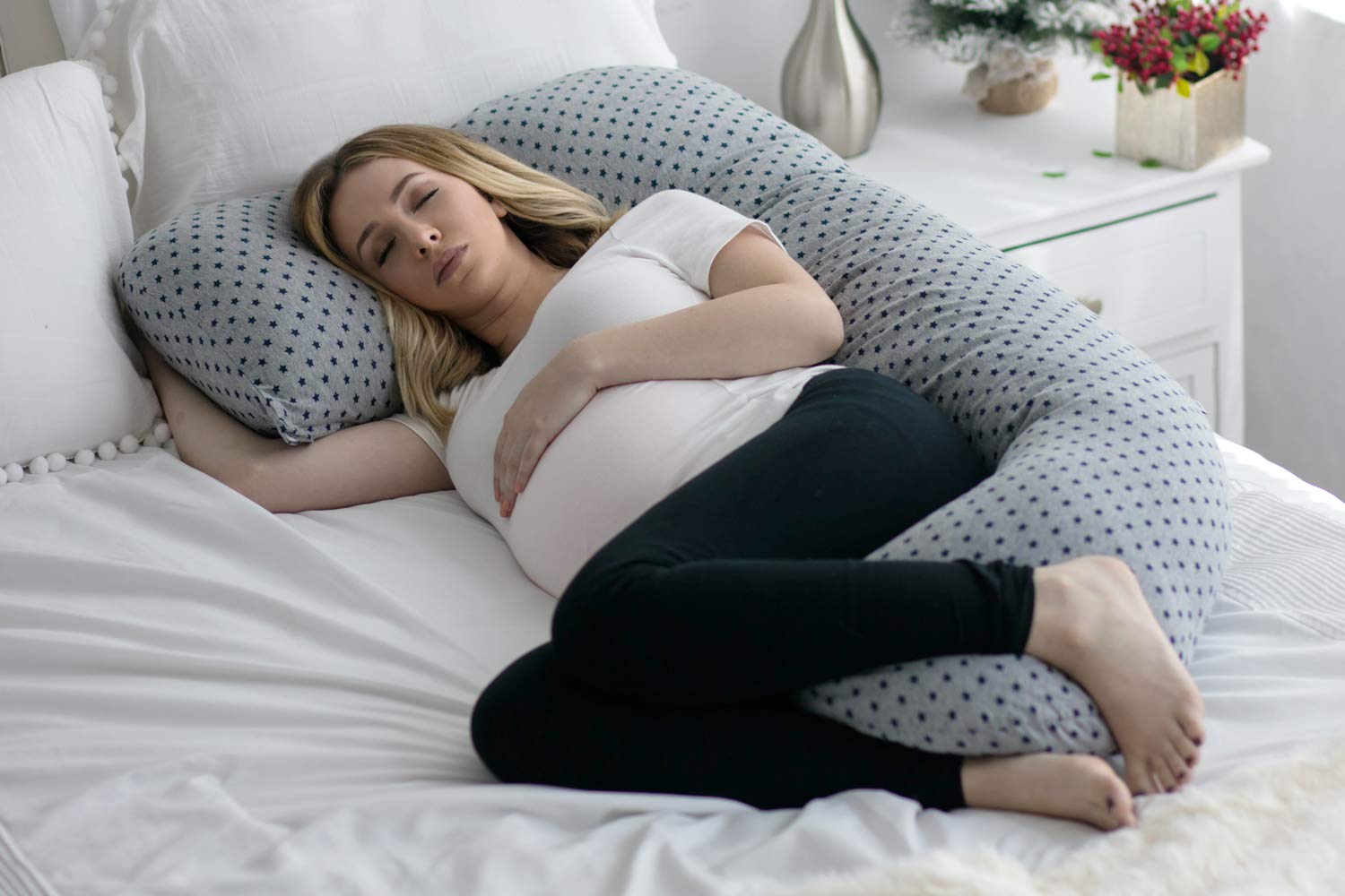 PharMeDoc U-Shaped Pregnancy Pillow | Full Body Support Jersey Cover