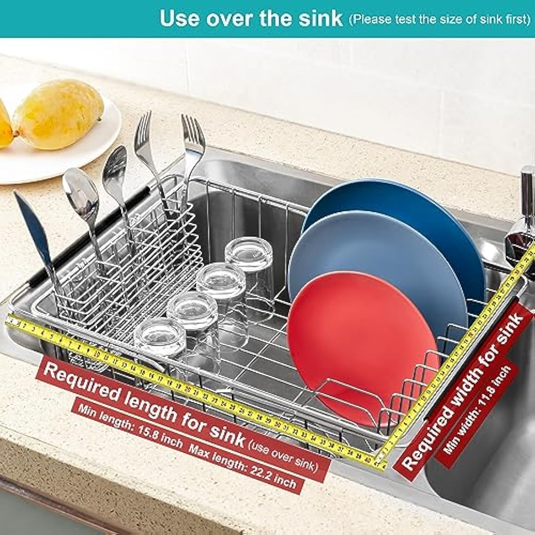 iPEGTOP Extendable Dish Drying Rack | 304 Stainless Steel Sink Drainer