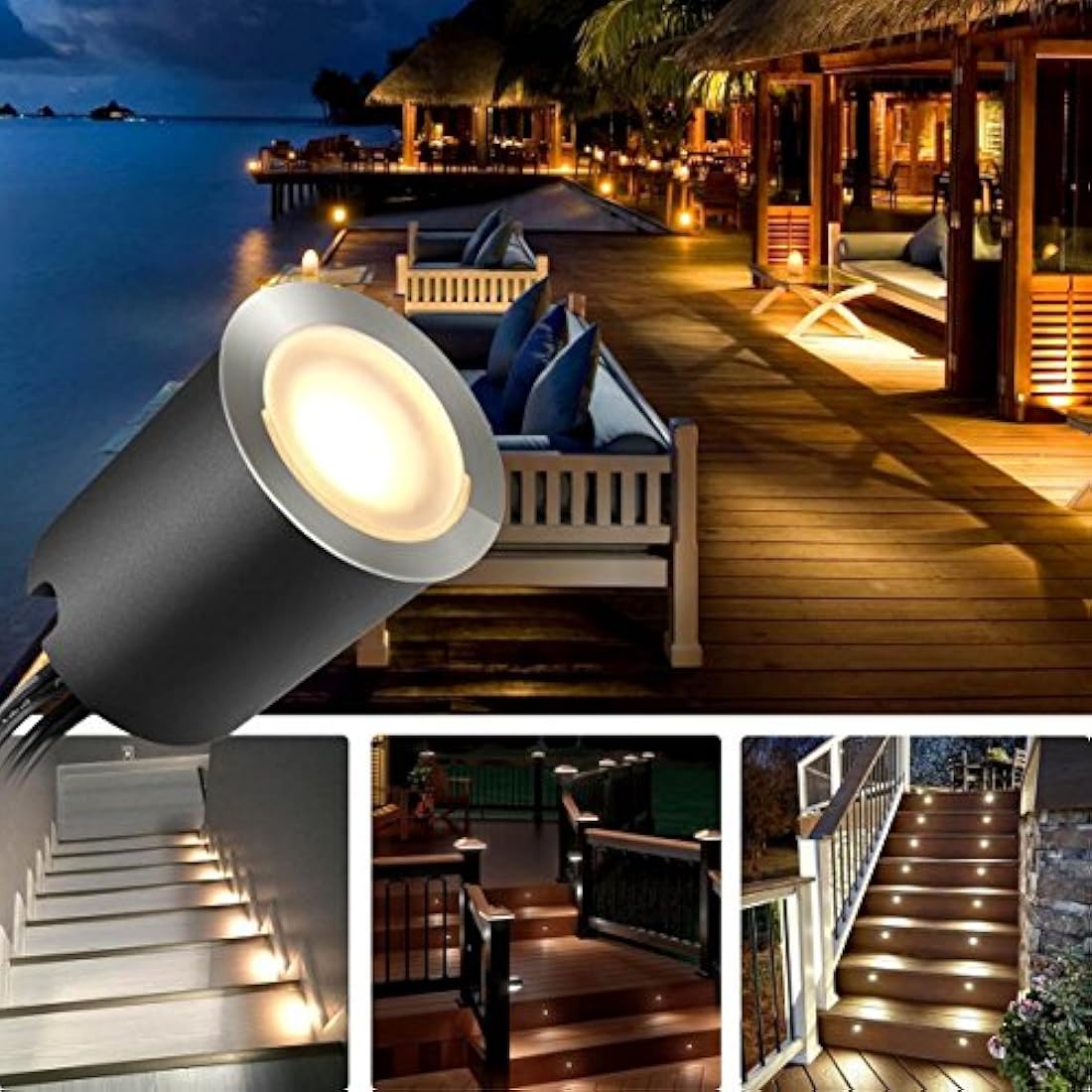 SMY Lighting LED Deck Lights – 16 Pack IP67 Waterproof Warm White Lighting