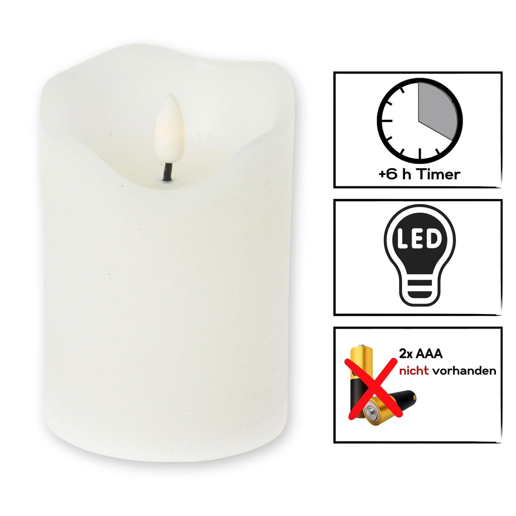 ToCi LED Echtwachskerzen Set 4-teilig – Weiß mit Timer & Docht