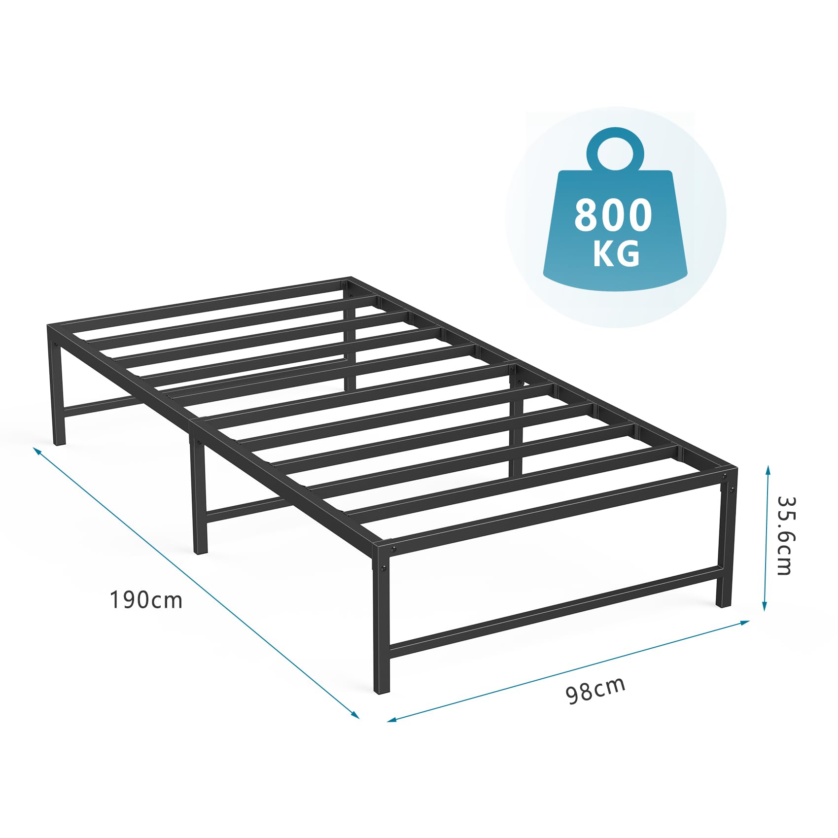 Yornoli 3ft Single Metal Bed Frame – Heavy Duty Steel Slats & Storage