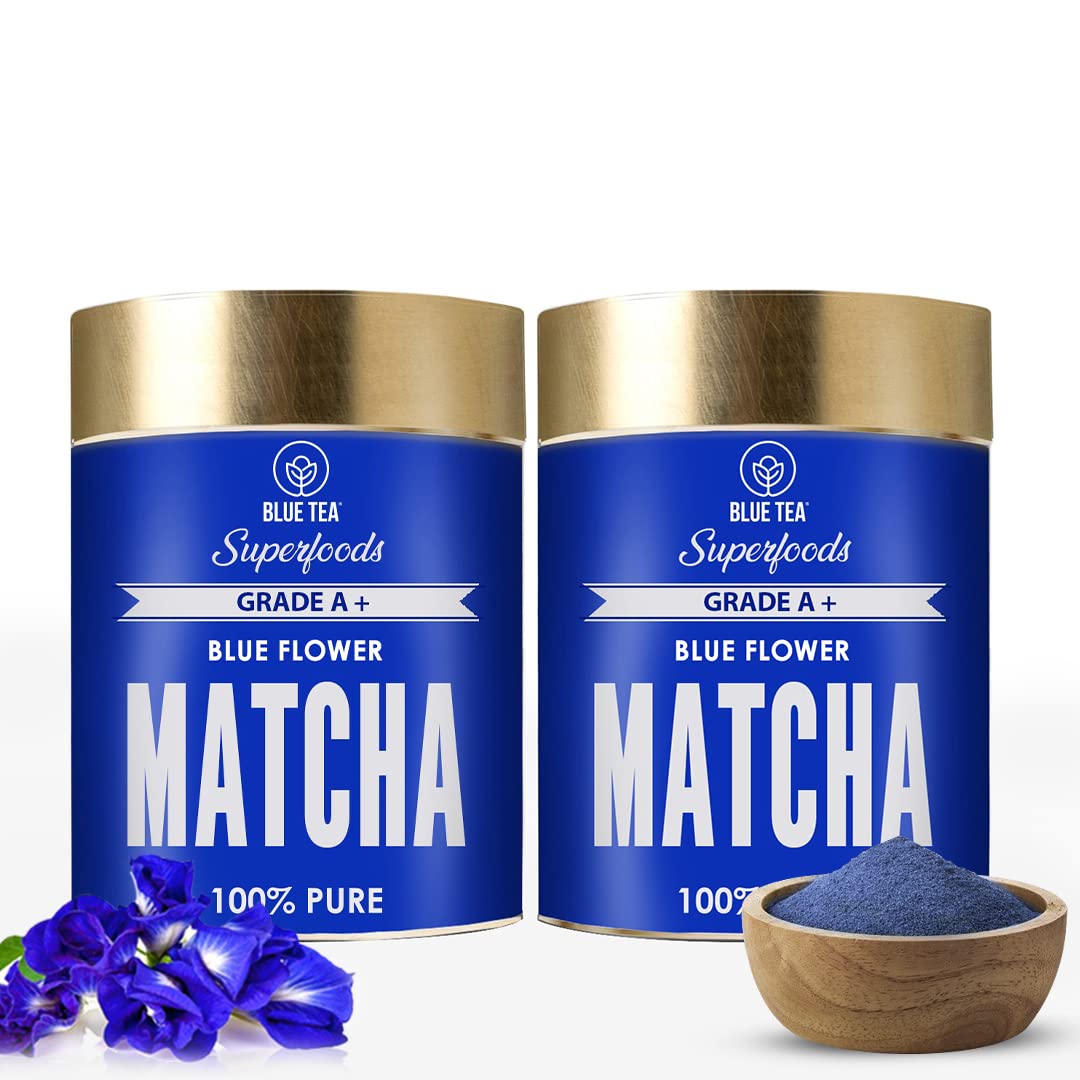 Blue Tea Blue Matcha Powder – Ceremonial Grade Superfood (100g, Pack of 2)
