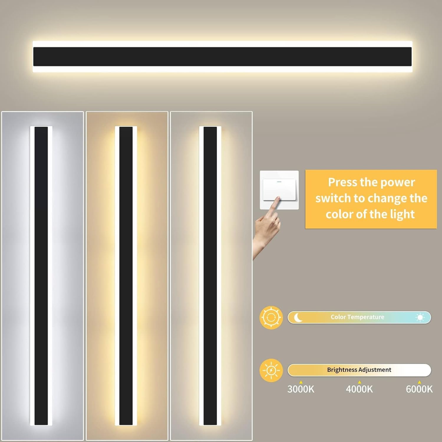 Mikeru LED Outdoor Wall Light – 80cm Modern IP65 Strip Sconce 31W